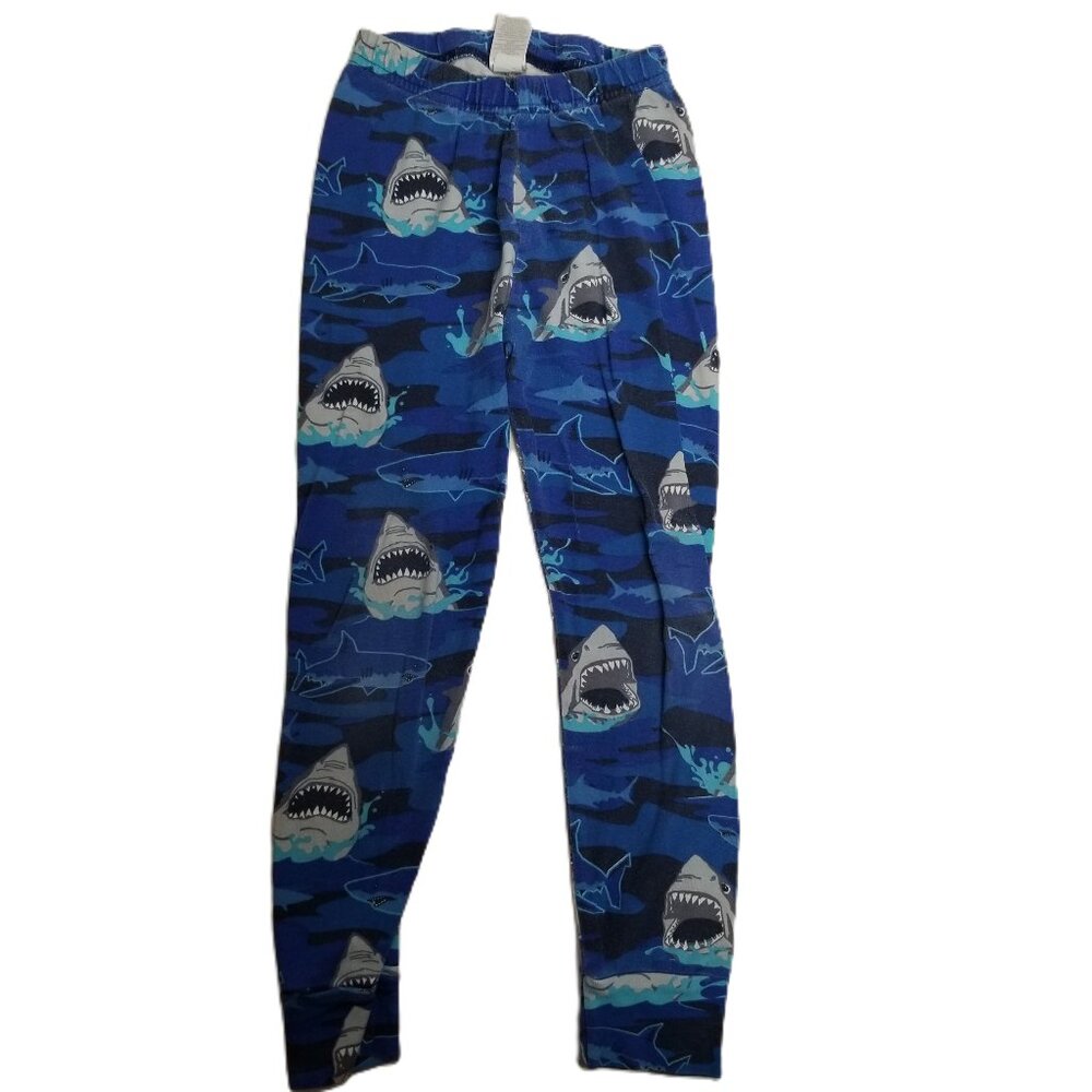 Childrens Place Kids Shark Print Leggings 6 Blue Ocean Cotton Sleep Pants